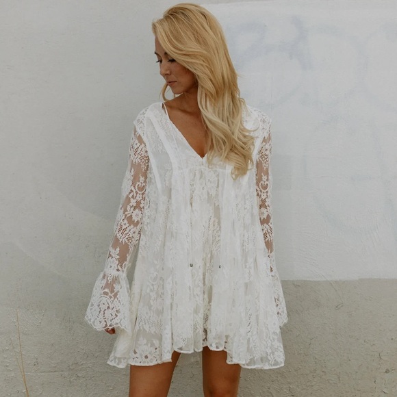 ★ SOLD ★ Free People Lace Mini Dress - Picture 4 of 14